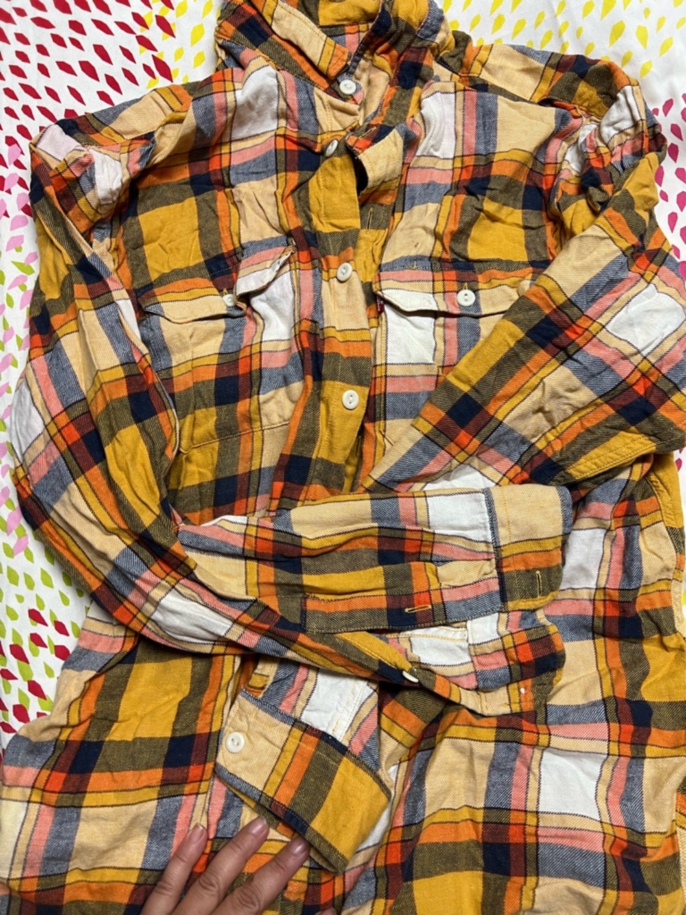Levi's Yellow Orange Plaid Button-Down Shirt for men
